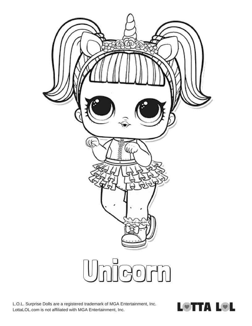 Unicorn LOL Surprise Doll Coloring Page Lotta LOL
