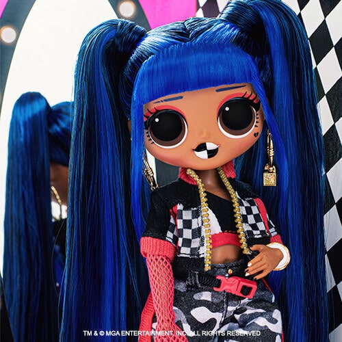 lol doll with pink and blue hair